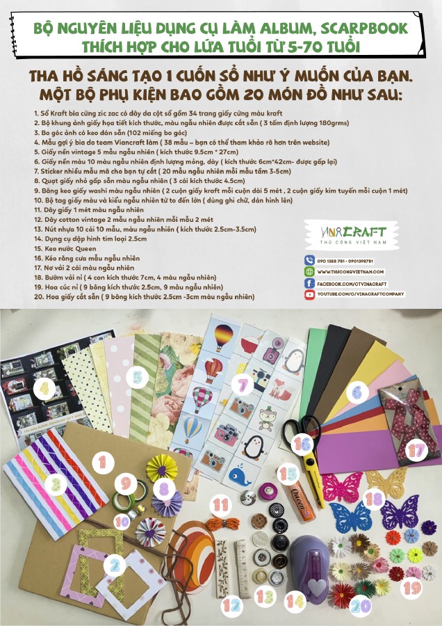 Bộ kit làm album, scrapbook